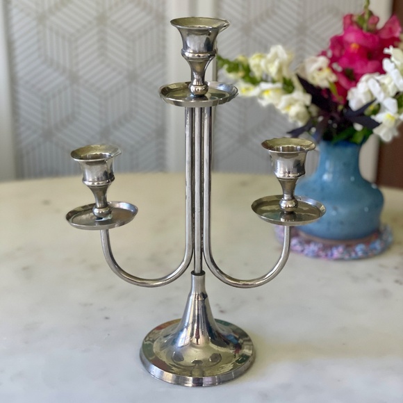 Silver Vintage Mid Century Style Candelabra, Candle Holder